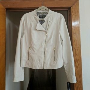 Black Rivet Biker Jacket in White